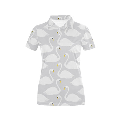 Swan Pattern Print Design 02 Women's Polo Shirt