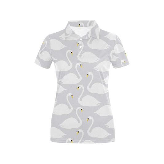 Swan Pattern Print Design 02 Women's Polo Shirt