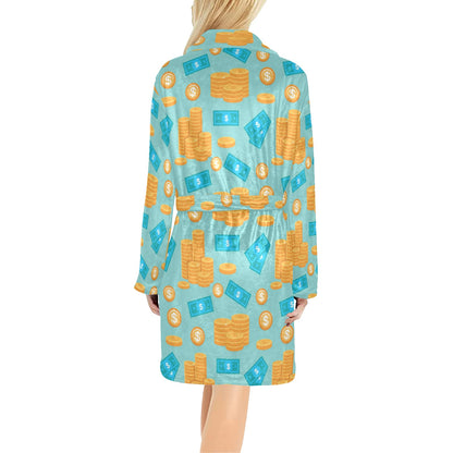 Money Pattern Print Design 03 Women's Fleece Robe