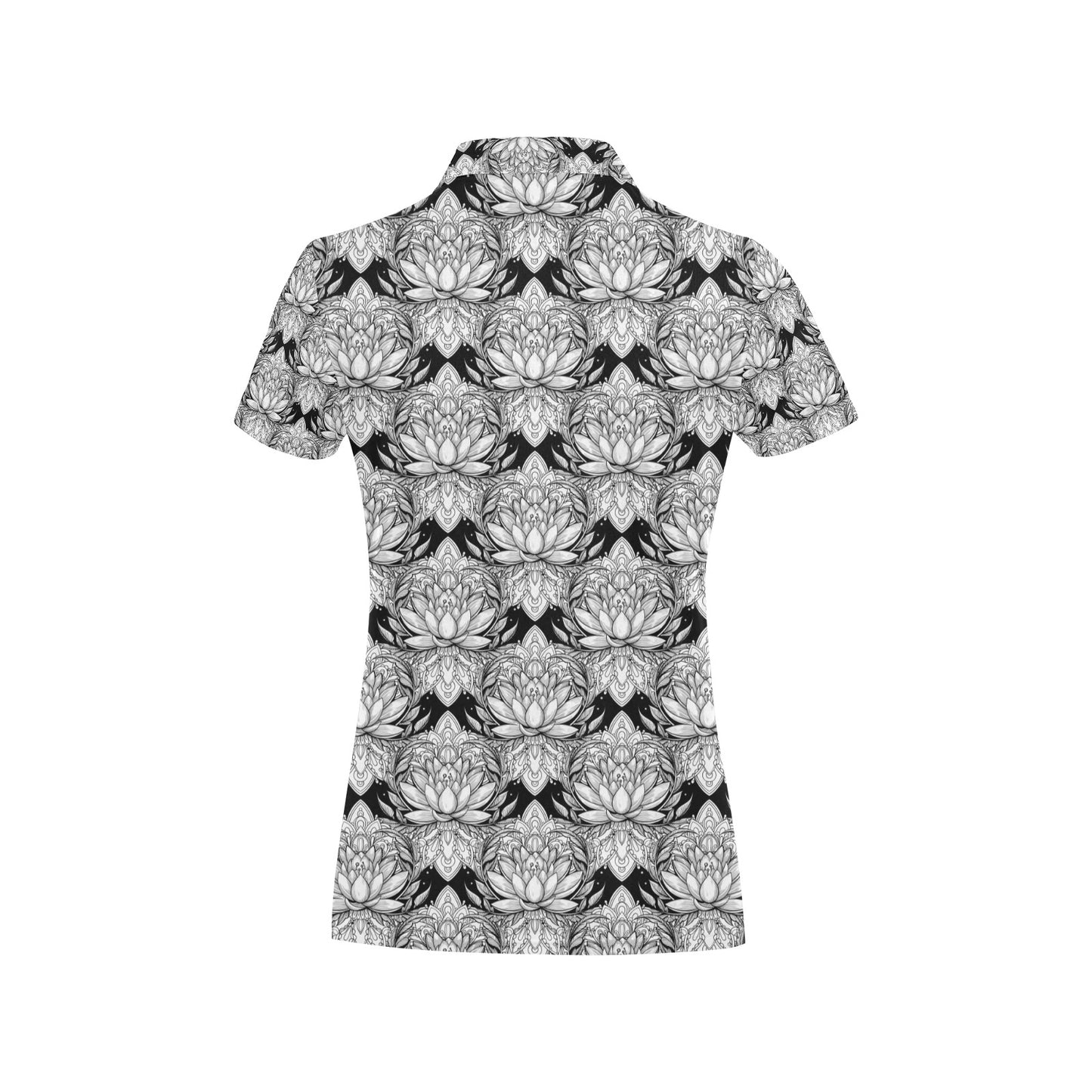 Lotus Mandala Print Pattern Women's Polo Shirt