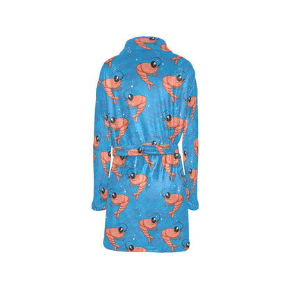 Prawn Cute Pattern Print Design 03 Women's Fleece Robe