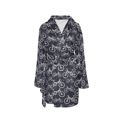 Mountain bike Pattern Print Design 02 Women's Fleece Robe