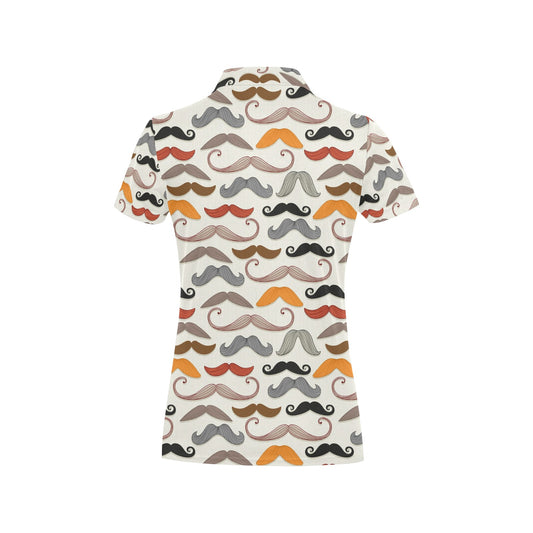 Mustache Pattern Print Design A02 Women's Polo Shirt
