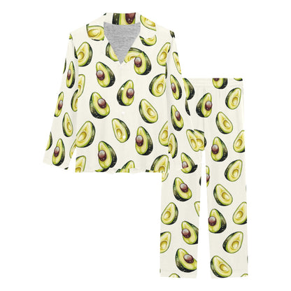 Avocado Pattern Print Design 01 Women's Long Pajama Set