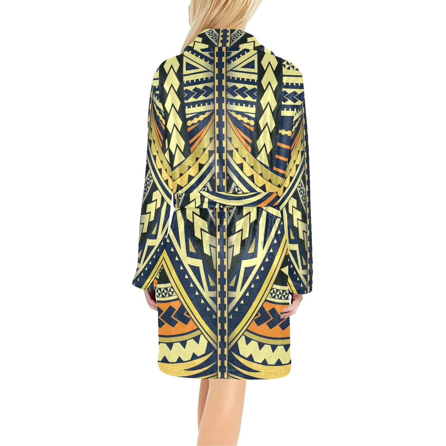 Polynesian Tattoo Print Women's Fleece Robe