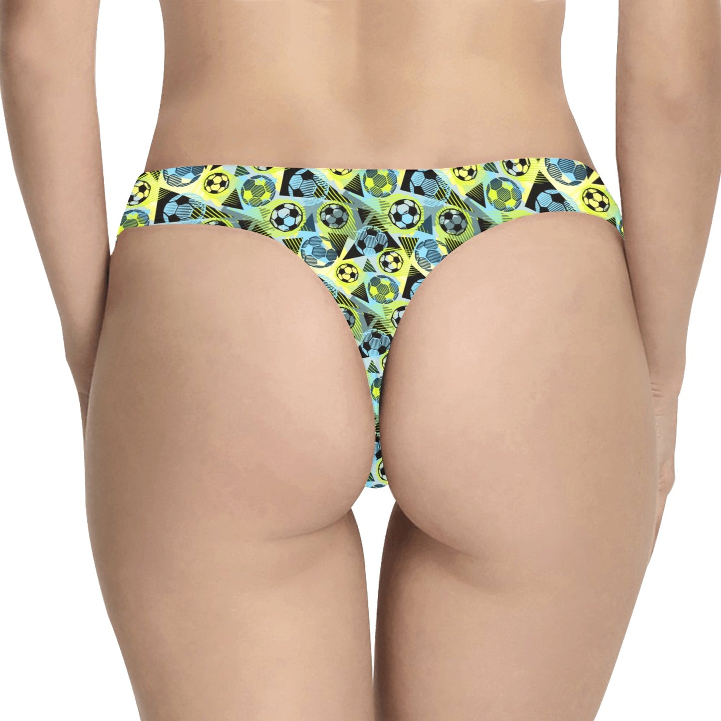 Soccer Ball Themed Print Design Women's Thongs