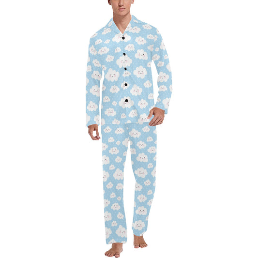 Cloud Pattern Print Design 02 Men's Long Pajama Set
