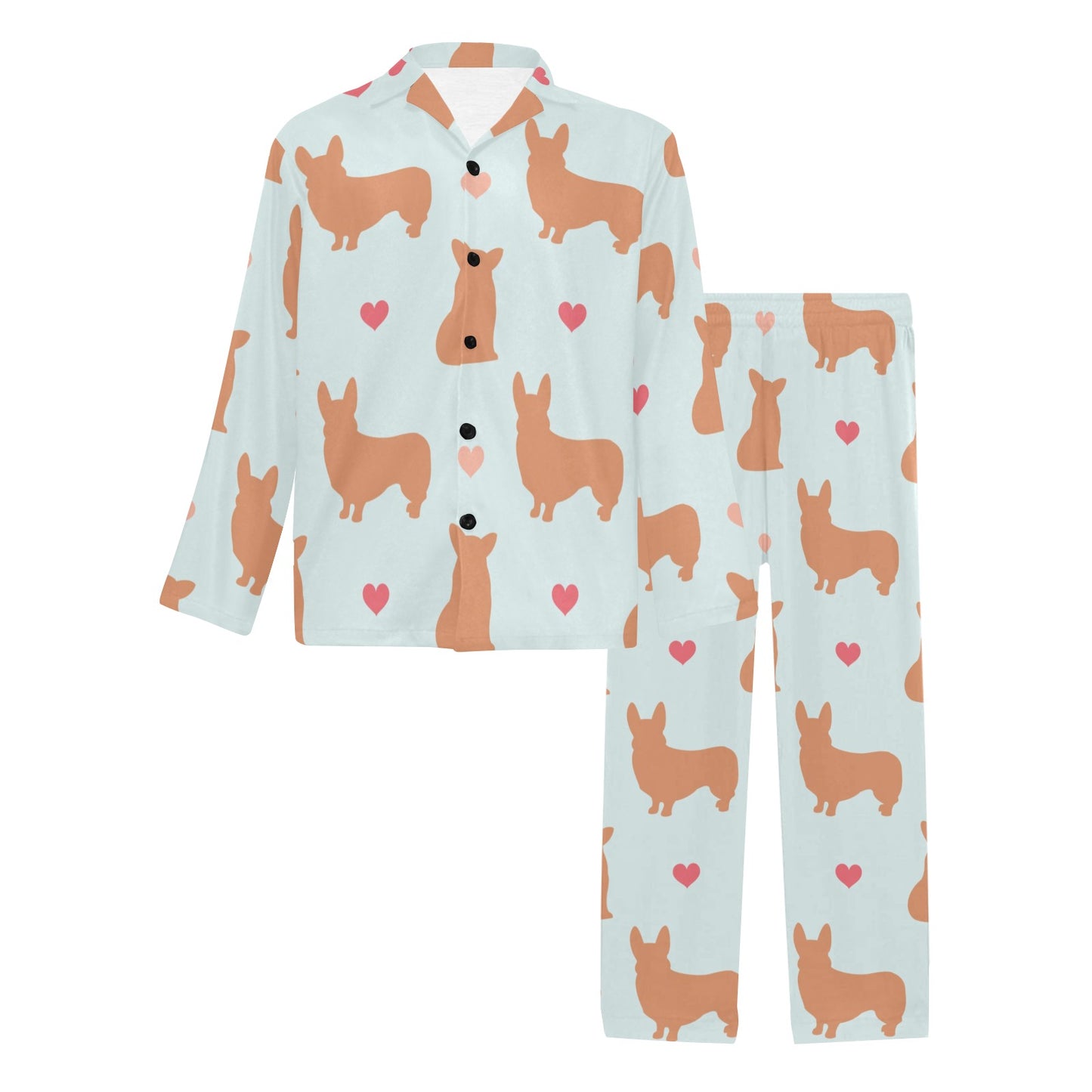 Pembroke Welsh Corgis Pattern Print Design A01 Men's Long Pajama Set