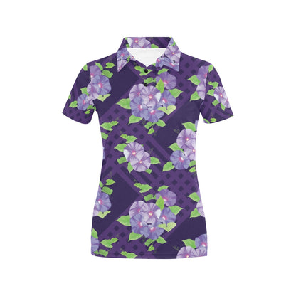 Morning Glory Pattern Print Design MG03 Women's Polo Shirt