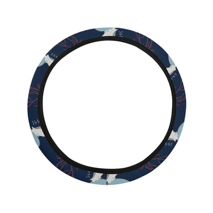 Wolf Moon Print Design LKS304 Steering Wheel Cover with Elastic Edge