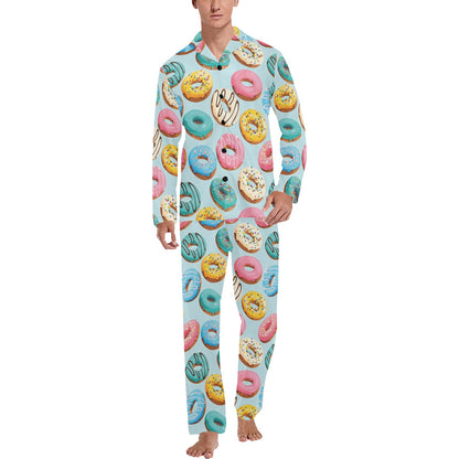 Donut Pattern Print Design DN05 Men's Long Pajama Set