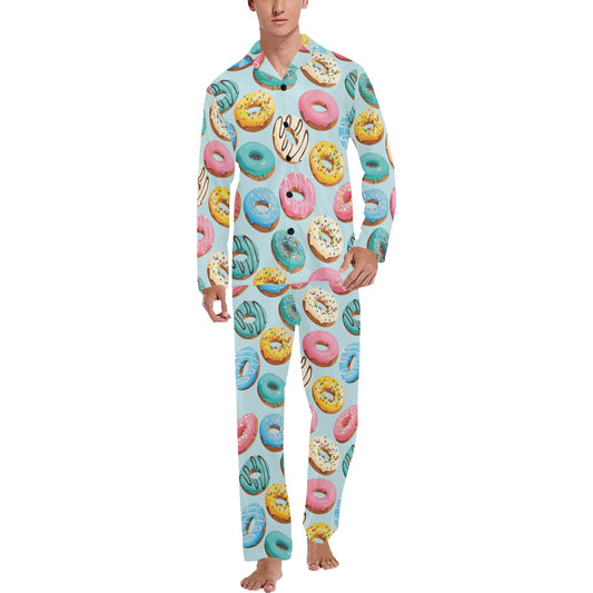 Donut Pattern Print Design DN05 Men's Long Pajama Set