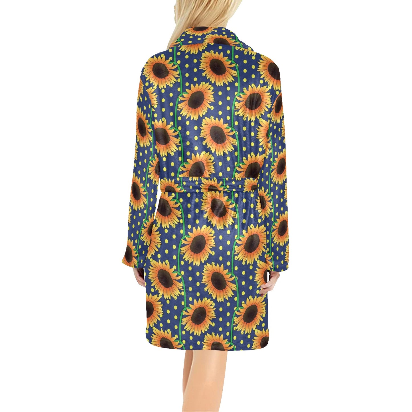 Sunflower Pattern Print Design SF03 Women's Fleece Robe