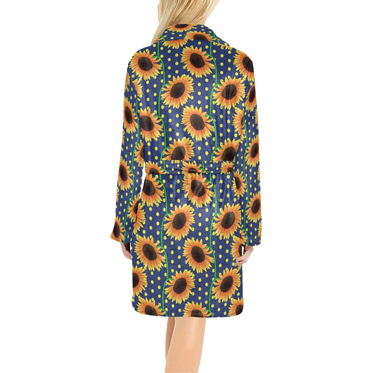 Sunflower Pattern Print Design SF03 Women's Fleece Robe