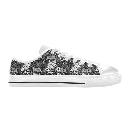 Tribal Pattern Print Design LKS308 Women's White Low Top Shoes