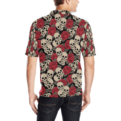 Skull And Roses Print Design LKS301 Men Polo Shirt