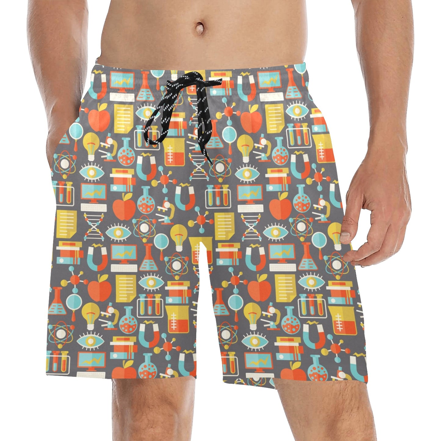 Science Print Design LKS302 Men's Swim Trunks Beach Shorts