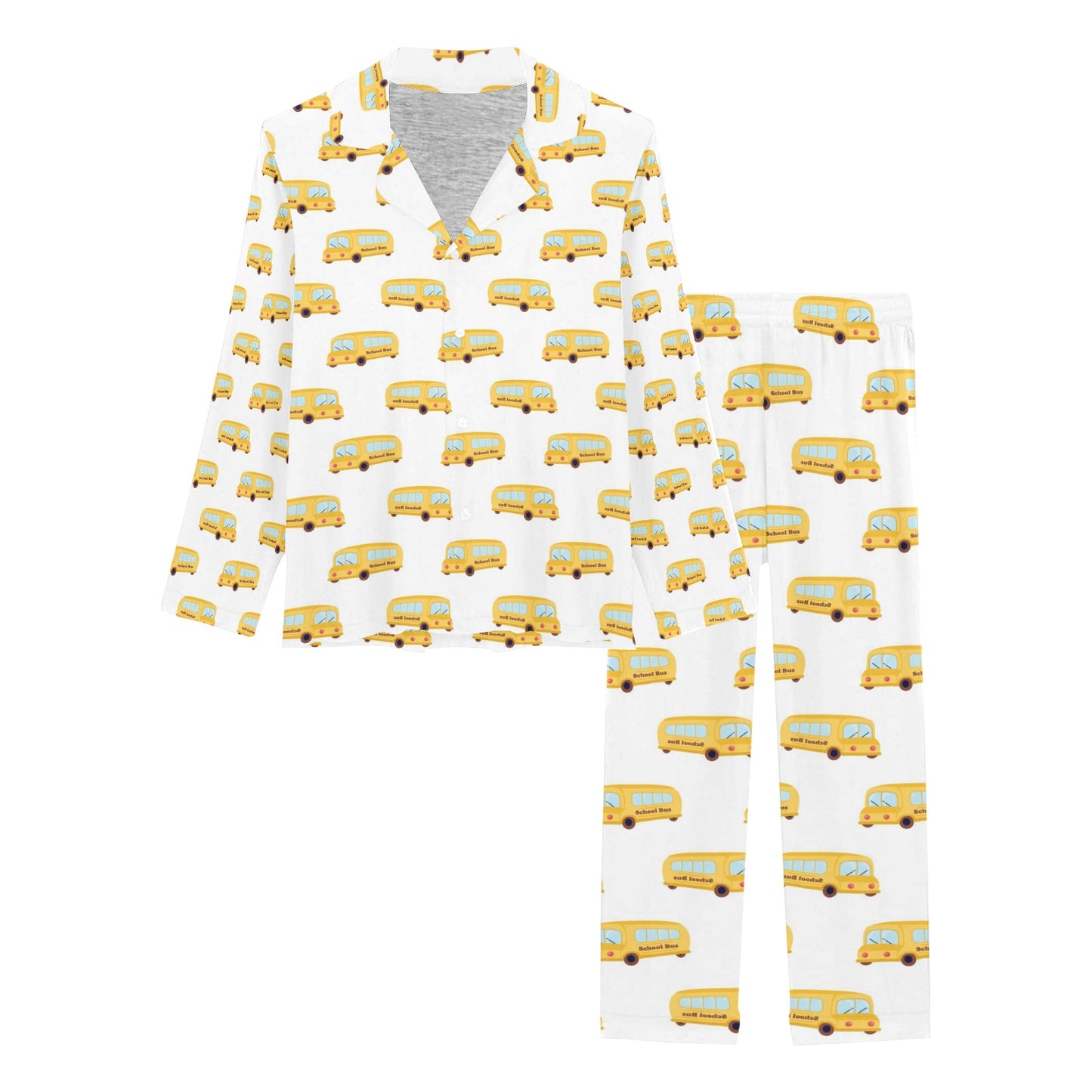 School Bus Print Design LKS306 Women's Long Pajama Set