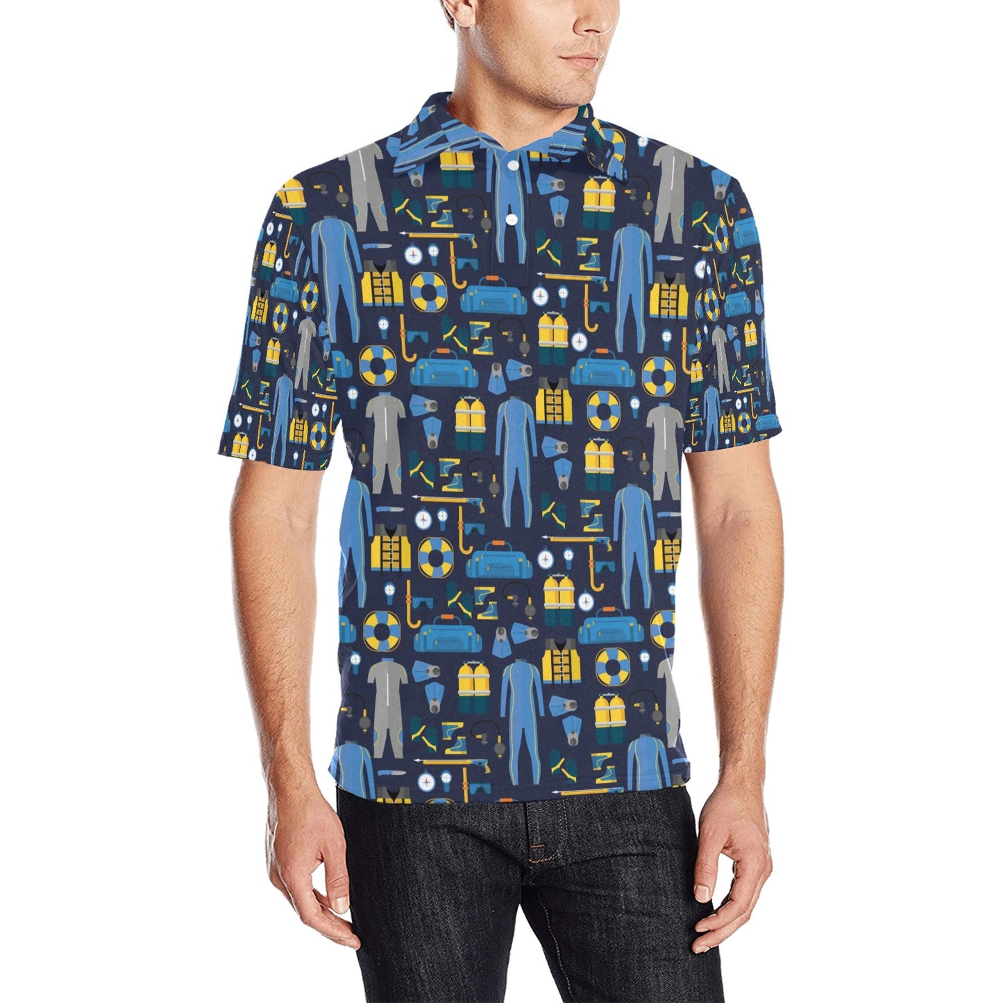 Scuba Equipment Print Design LKS305 Men Polo Shirt