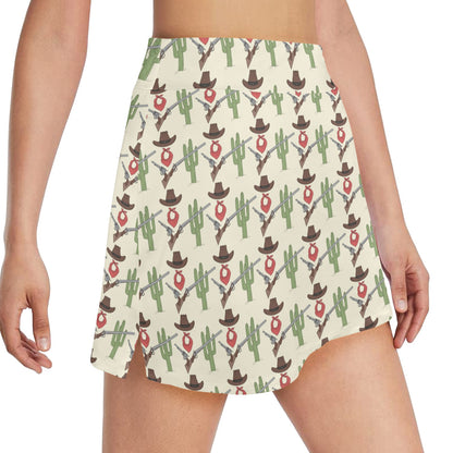 Western Cowboy Print 17" Golf & Pickleball Skort with Pockets