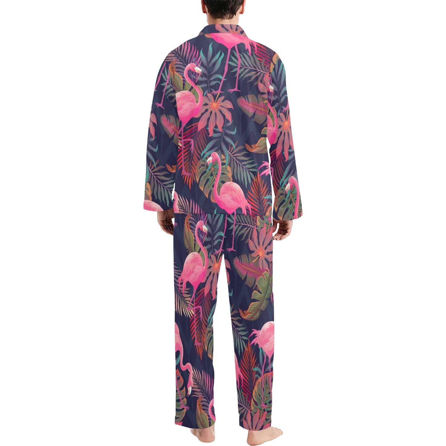 Flamingo Tropical Pattern Men's Long Pajama Set