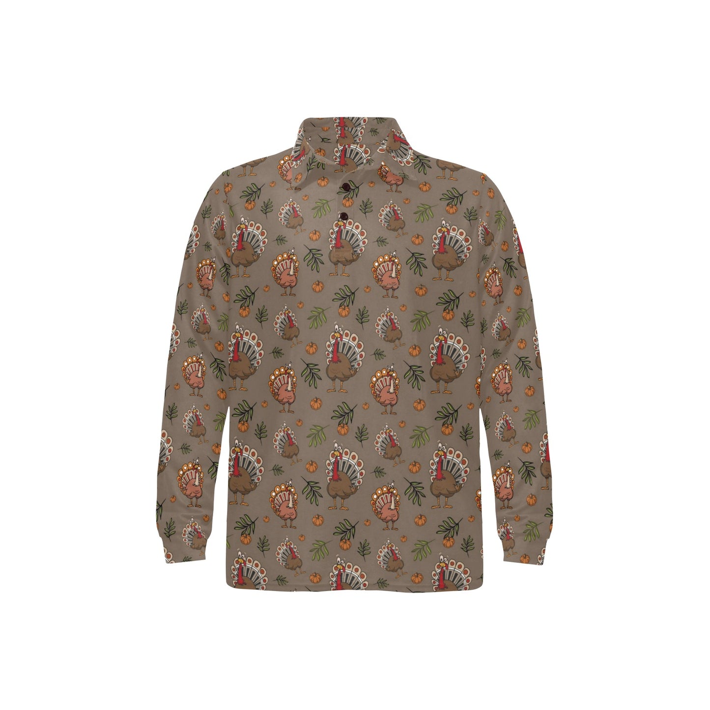 Thanksgiving Print Design LKS306 Long Sleeve Polo Shirt For Men's