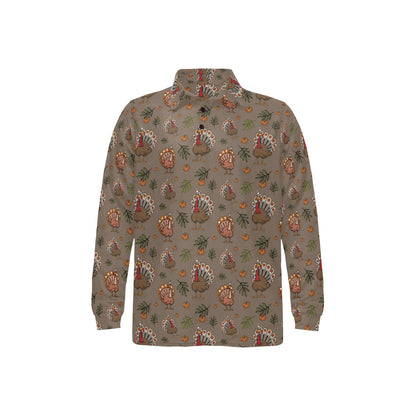 Thanksgiving Print Design LKS306 Long Sleeve Polo Shirt For Men's