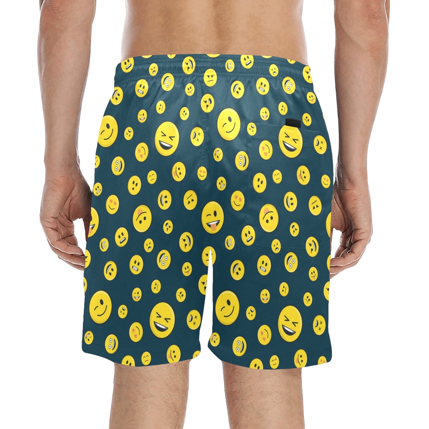 Smiley Face Emoji Print Design LKS301 Men's Swim Trunks Beach Shorts