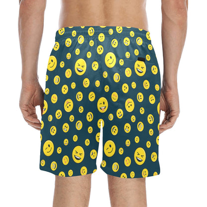 Smiley Face Emoji Print Design LKS301 Men's Swim Trunks Beach Shorts
