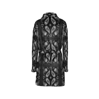 Bandana Paisley Black Print Design LKS308 Women's Fleece Robe