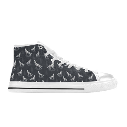 Wolf Print Design LKS303 Men's High Top Canvas Shoes