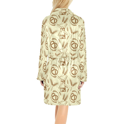 Agricultural Windmills Print Design 03 Women's Fleece Robe