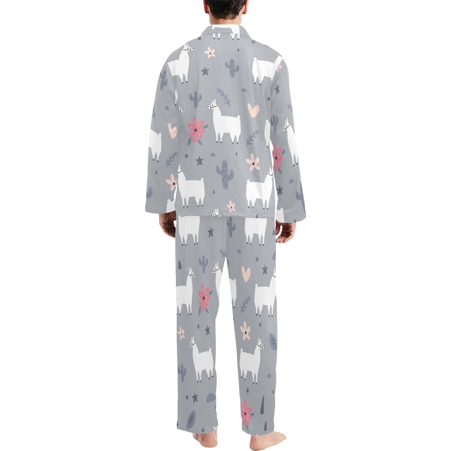 Llama Pattern Print Design 010 Men's Long Pajama Set