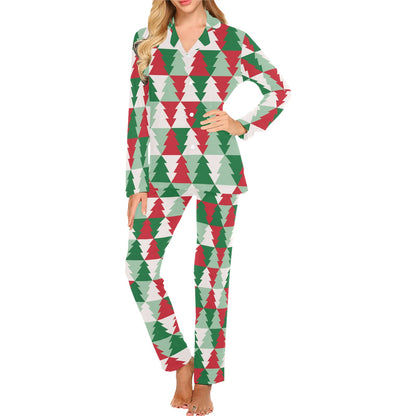 Christmas Tree Pattern Print Design 01 Women's Long Pajama Set