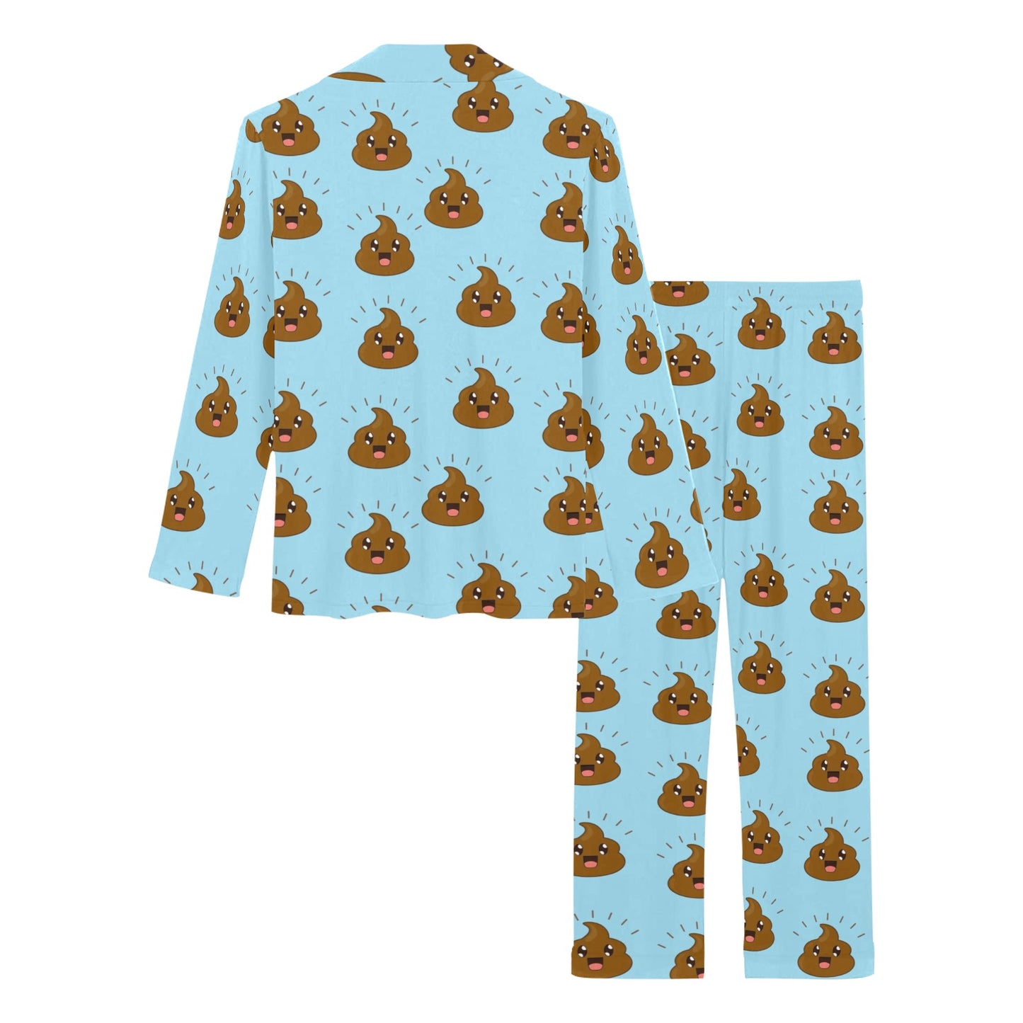 Poop Emoji Pattern Print Design A03 Women's Long Pajama Set