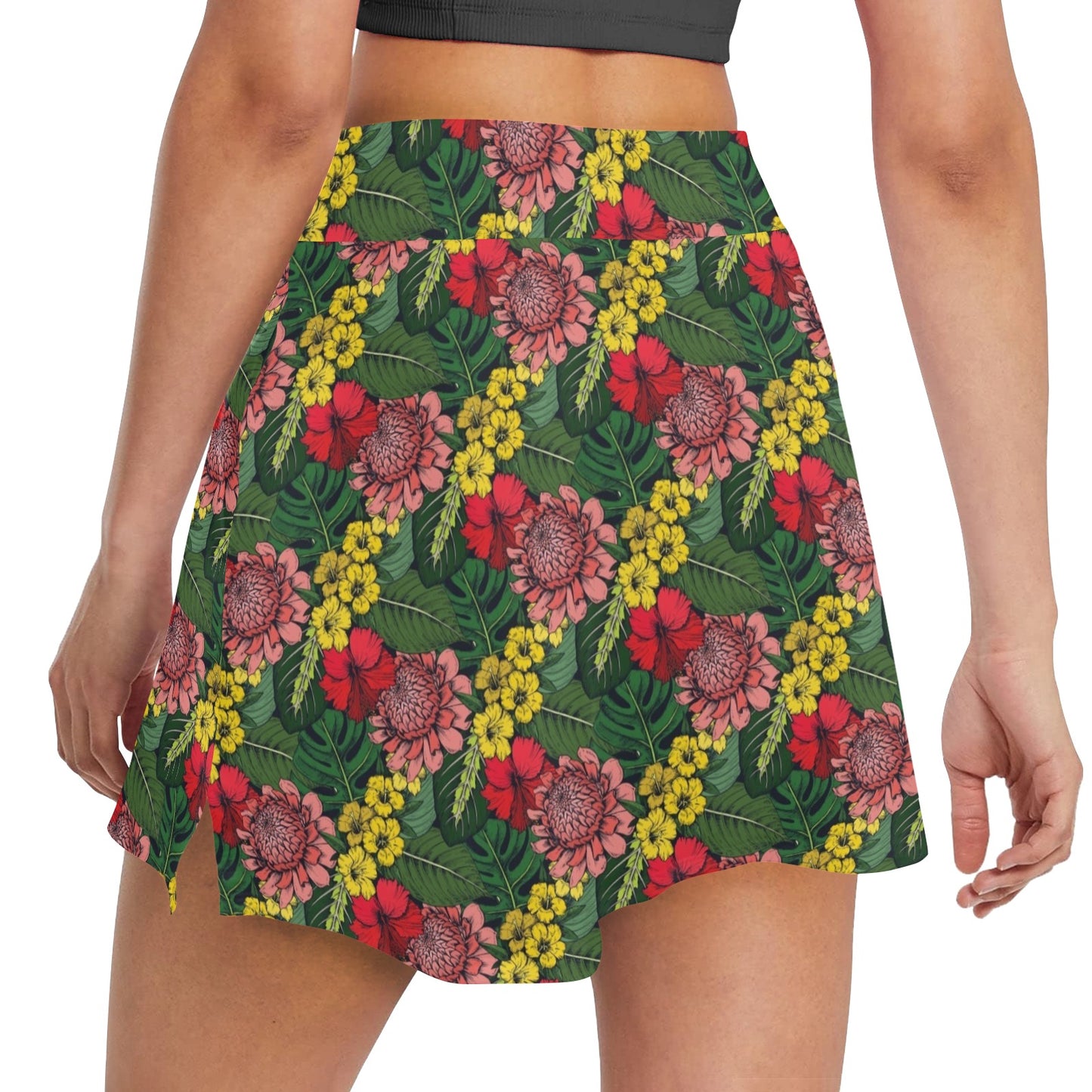 Summer Floral Print Design LKS305 17" Golf & Pickleball Skort with Pockets