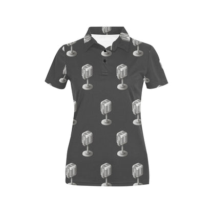 Microphone Vintage Pattern Print Design 01 Women's Polo Shirt