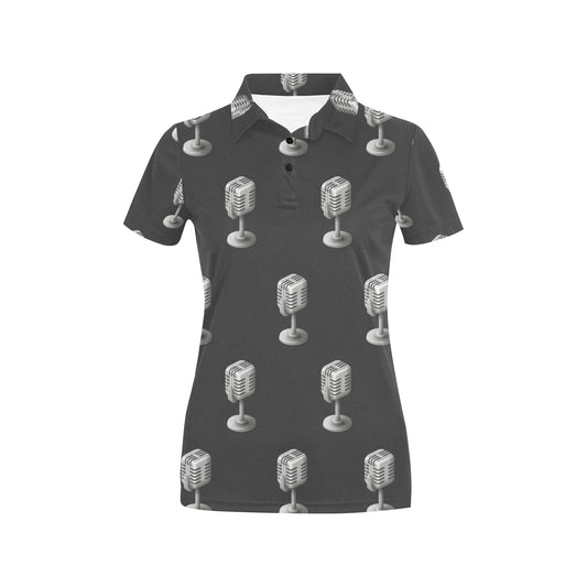 Microphone Vintage Pattern Print Design 01 Women's Polo Shirt