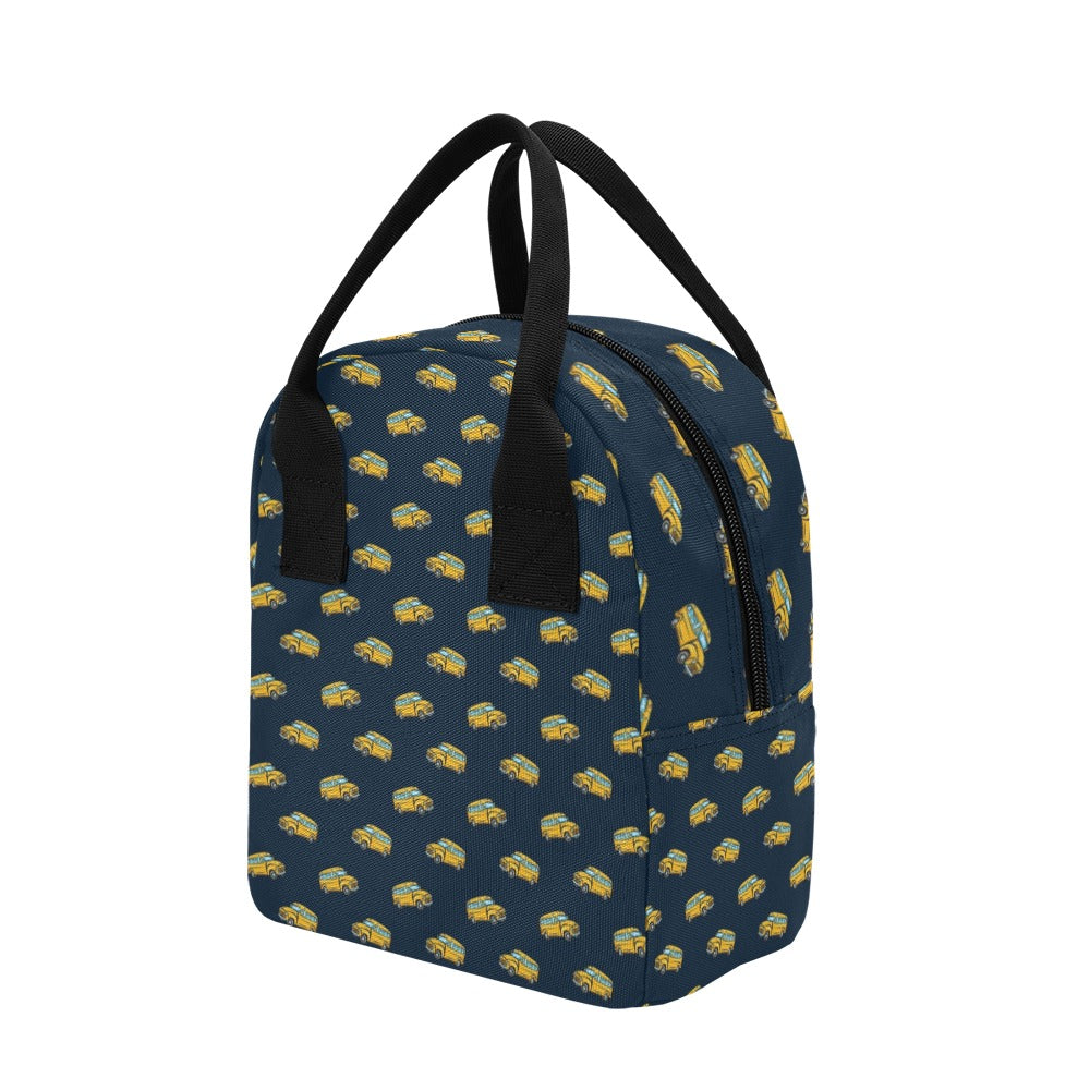 School Bus Print Design LKS302 Insulated Lunch Bag