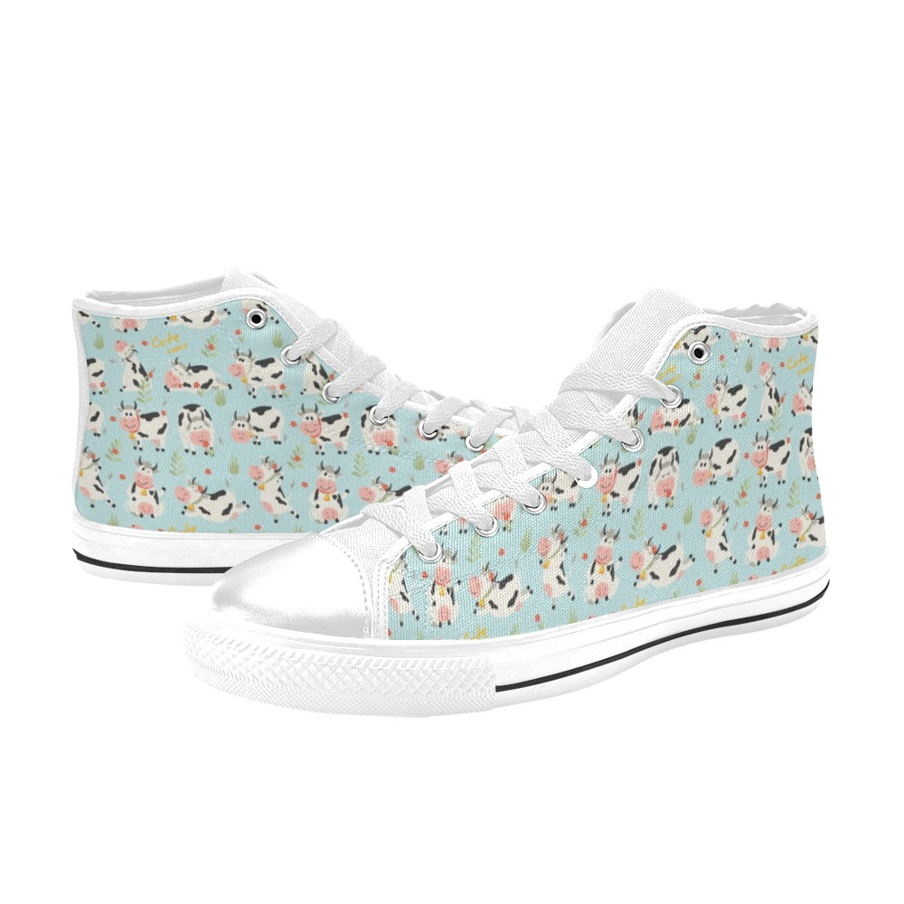 Cattle Print Design LKS403 Men's High Top Canvas Shoes