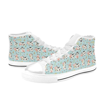 Cattle Print Design LKS403 Men's High Top Canvas Shoes