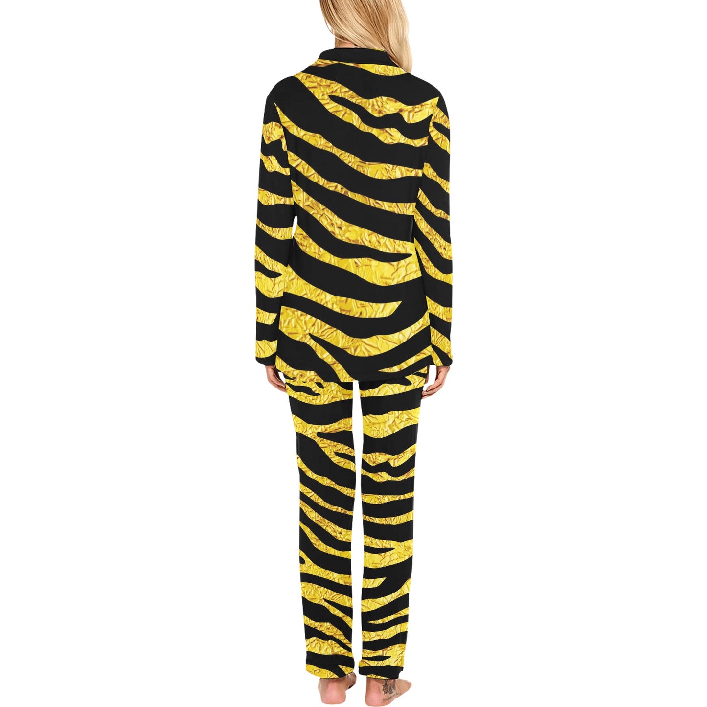 zebra Gold Women's Long Pajama Set