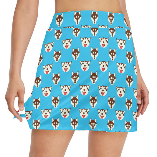 Siberian Huskies Print Design LKS306 17" Golf & Pickleball Skort with Pockets