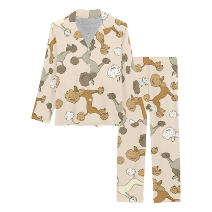 Poodle Pattern Print Design A01 Women's Long Pajama Set