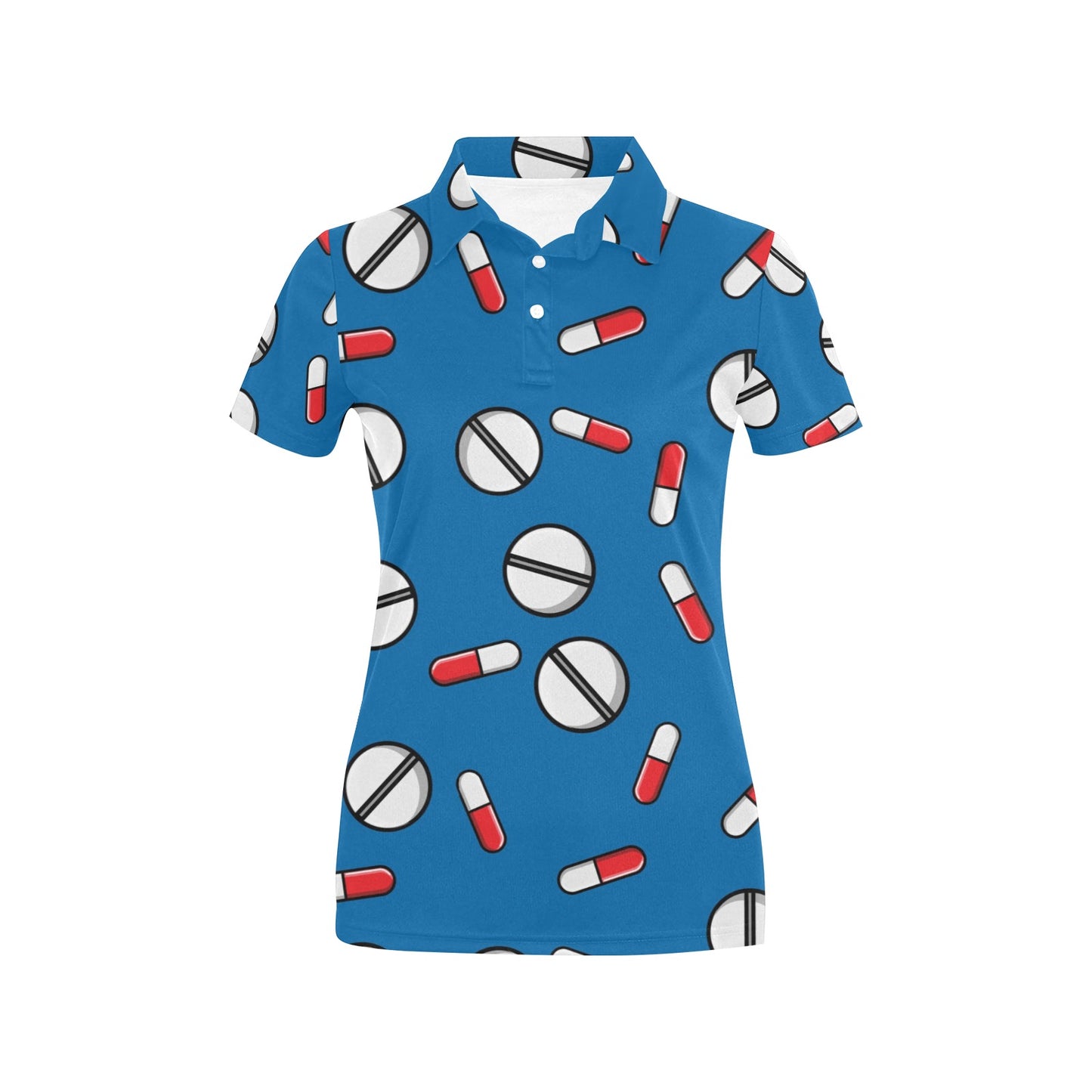 Pill Pattern Print Design A05 Women's Polo Shirt