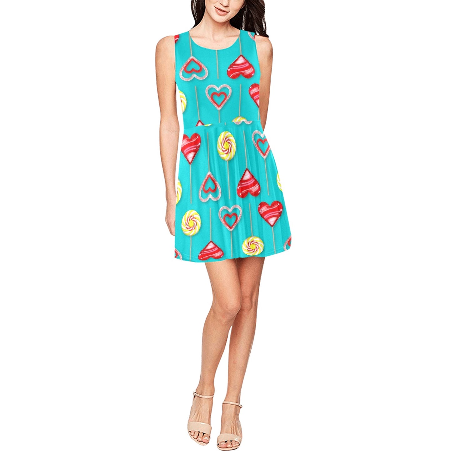 Lollipop Pattern Print Design LL06 Sleeveless Dress