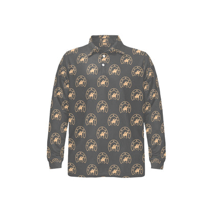 Horseshoe Print Design LKS306 Long Sleeve Polo Shirt For Men's