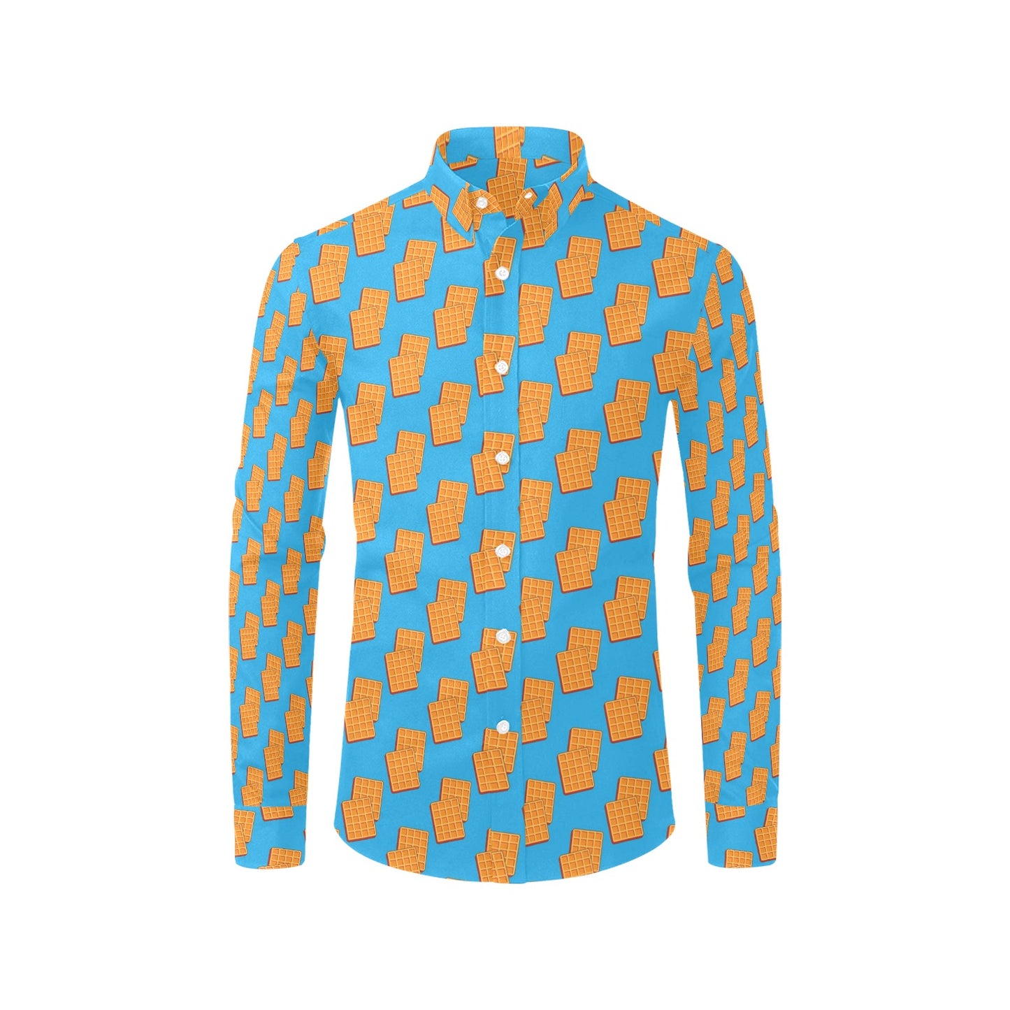 Waffle Print Design LKS304 Men's Long Sleeve Dress Shirt