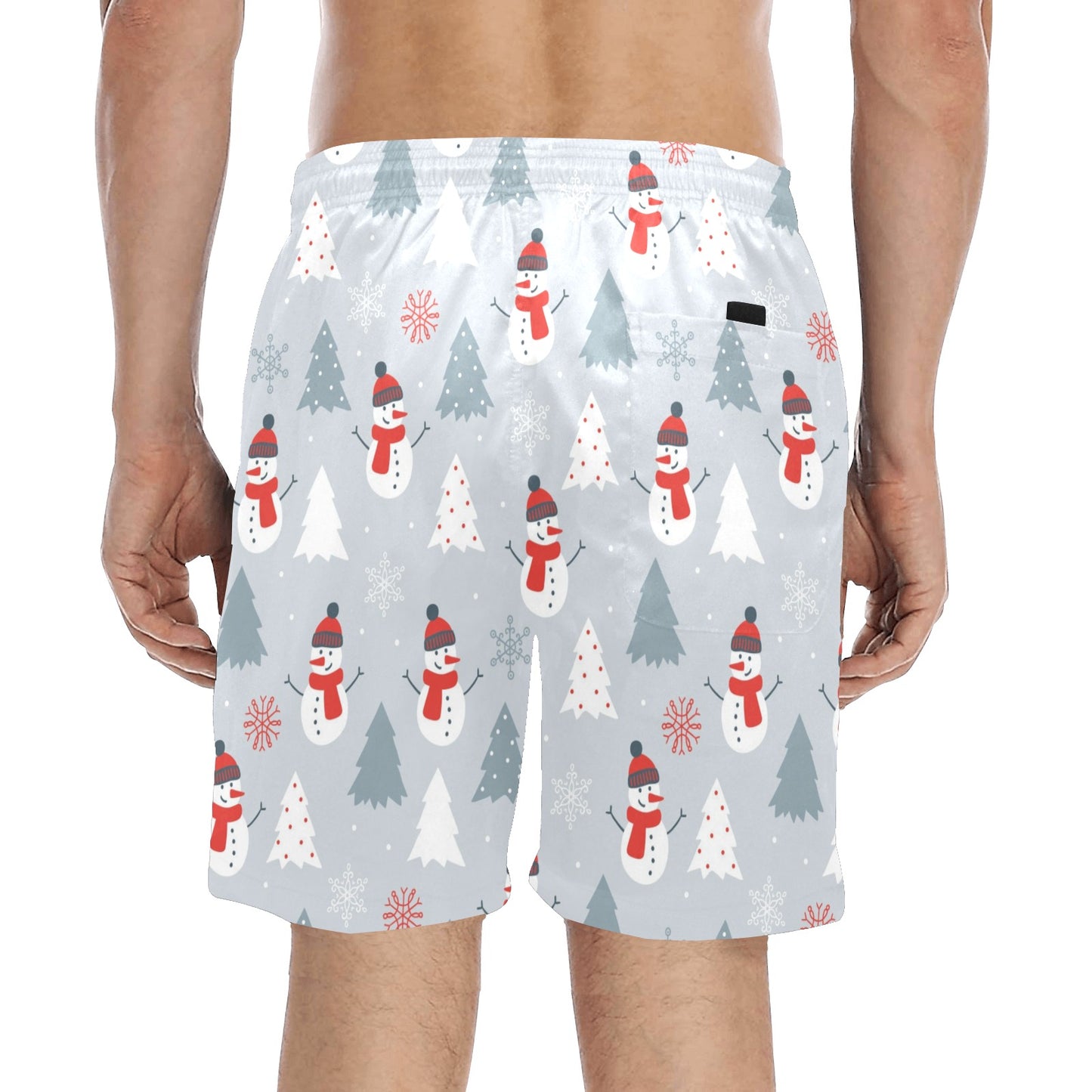Snowman Print Design LKS302 Men's Swim Trunks Beach Shorts