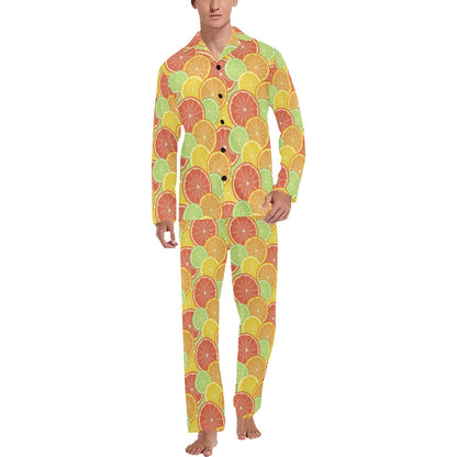 Grapefruit Pattern Print Design GF01 Men's Long Pajama Set